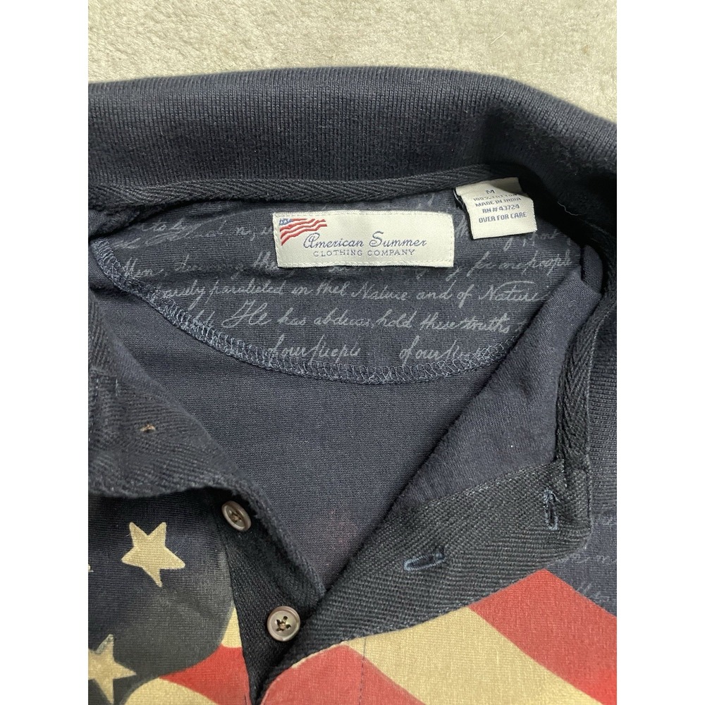 American Summer Clothing Co Men's Liberty Flag Stars Graphic Polo Shirt Sz M - Picture 2 of 10